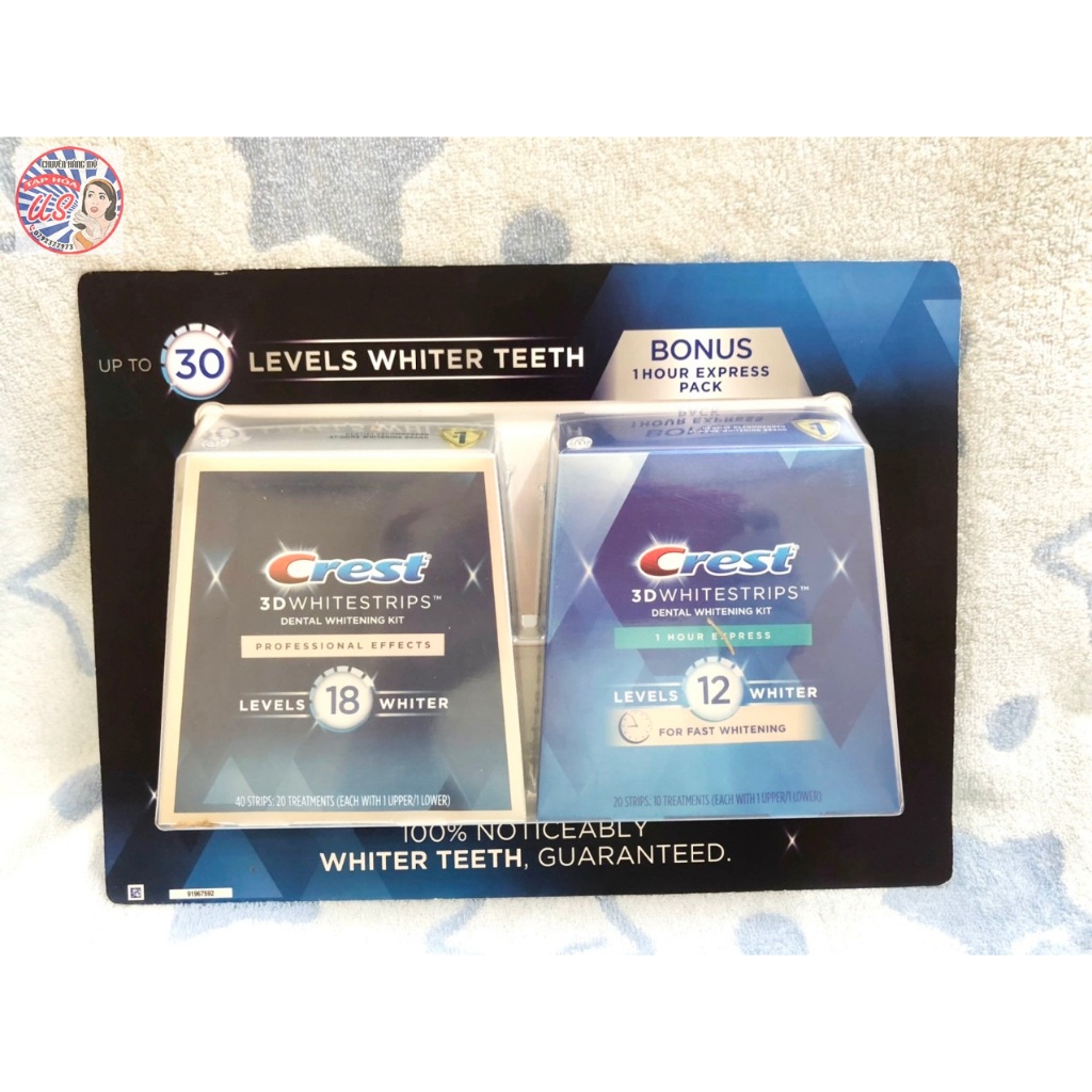 DÁN TRẮNG RĂNG CREST 3D WHITESTRIPS – HÀNG MỸ