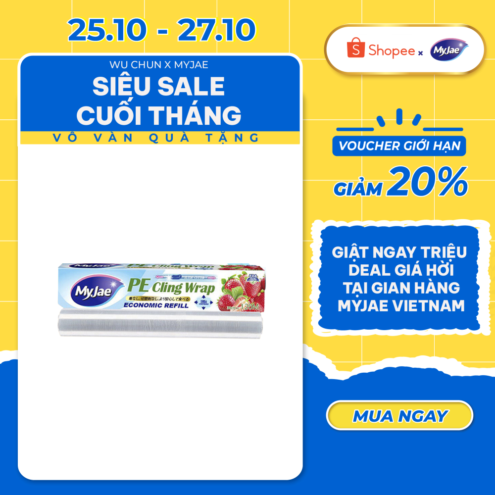 [Voucher 12% - đơn từ 0Đ]Lõi Màng Bọc Thực Phẩm PE MyJae Đài Loan Bảo Quản Thực Phẩm 30cm x 120m (Không Kèm Hộp)