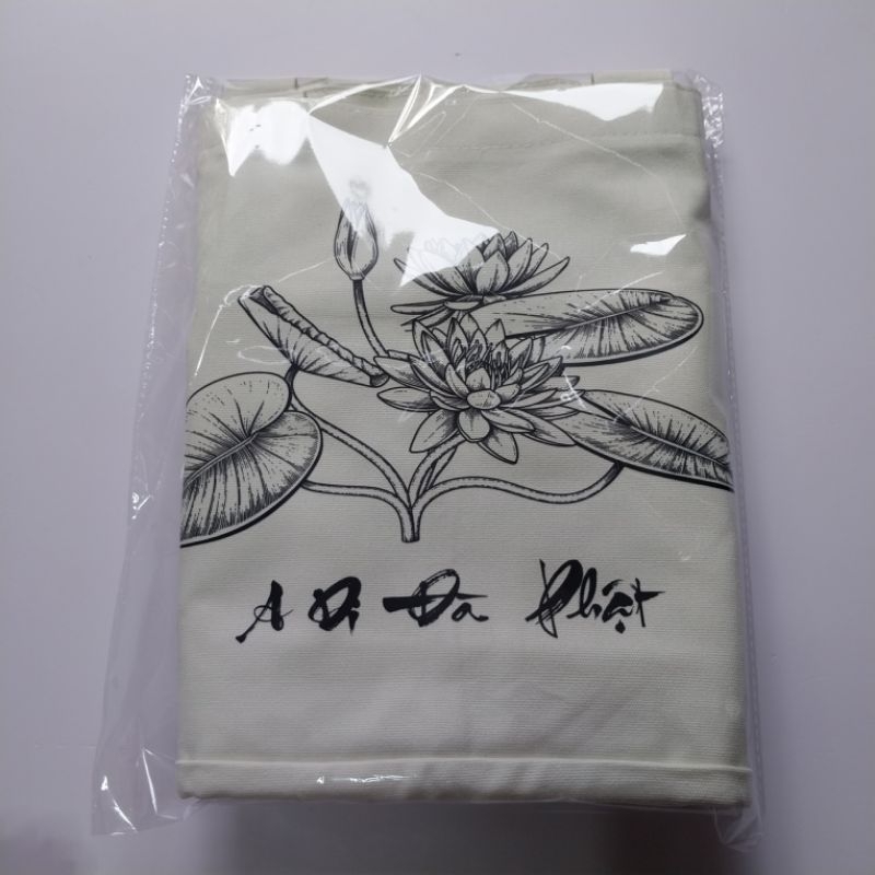 Túi đi chùa in hoa sen - vải canvas 37x32cm sâu 17