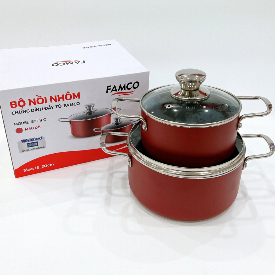 Bộ nồi nhôm chống dính đáy từ Elmich Famco 8104FC 16,20cm chính hãng