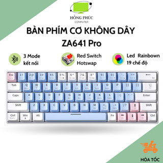 Bàn Phím Cơ Không Dây Bluetooth Atas ZA641 V2 - Red Swtich Có Hotswap - Pin trâu sạc nhanh