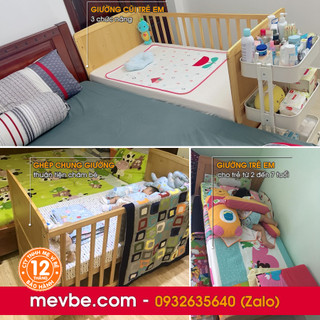 Giường cũi em bé Marlow màu gỗ tự nhiên Mẹ Vì Bé