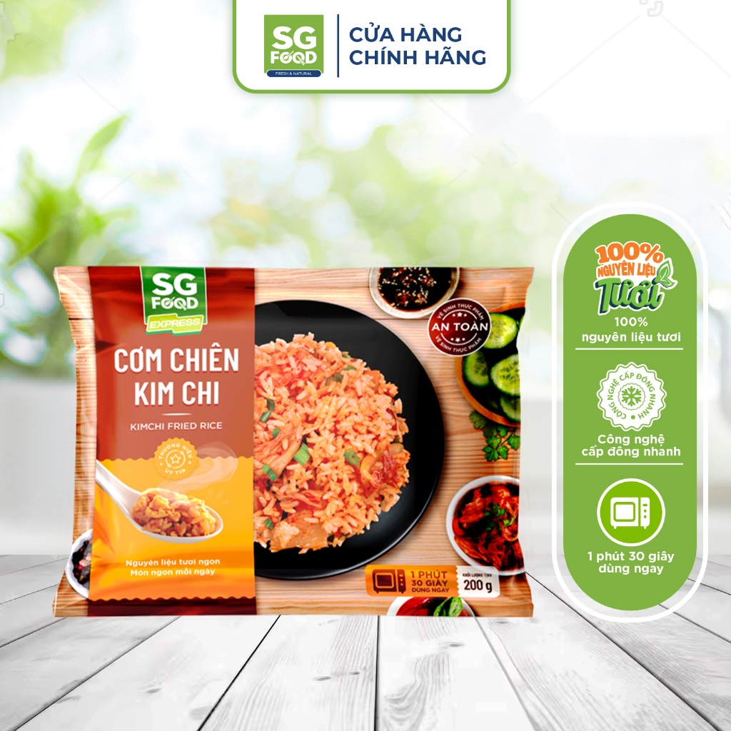 Combo 4 gói cơm chiên SG Food 4 vị Dương châu, Hải sản ngũ sắc, Kim chi, Cá mặn gà xé 200g