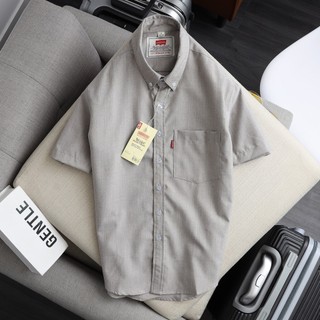 Áo sơ mi nam ngắn tay cao cấp LVS màu XANH OLIU vải Oxford The Men Show