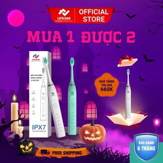 [MUA 1 ĐƯỢC 2] Bàn Chải Điện Sonic Life360 LE-BCD22B - Chải Sạch Mảng Bám Tới 10 Lần, Chống Nước IPX7 - Trắng & Xanh