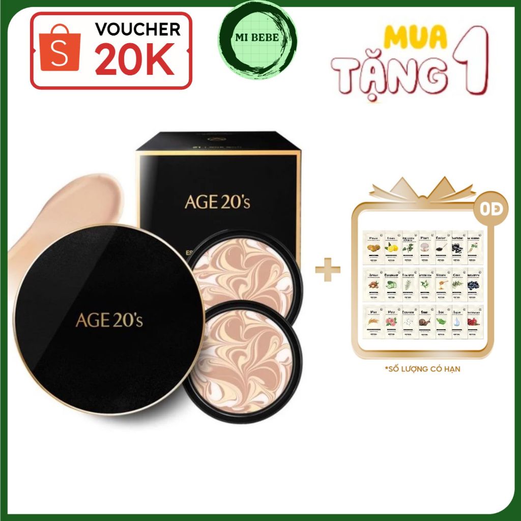 Phấn Tươi Che Khuyết Điểm AGE 20’S Signature Essence Cover Pact Intense Cover Tặng 1 Lõi 14g - Mibebe
