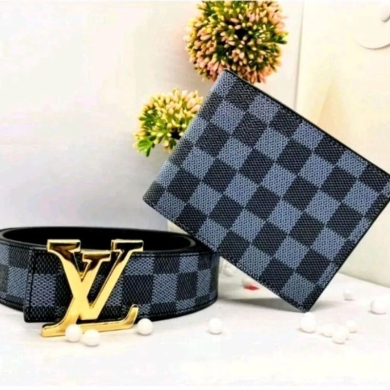 Com Bo thắt Lưng +Ví Da Cao Cấp kẻ Caro Thời Trang Trẻ Trung99