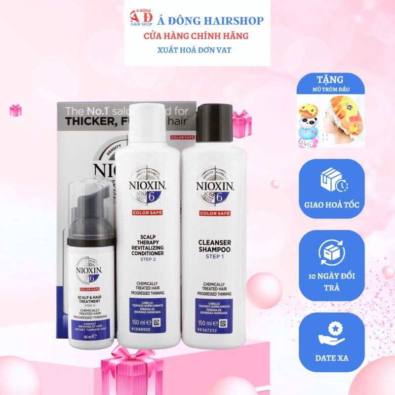Bộ Kit dầu gội xả ngăn rụng Nioxin 6 Chemically Thinning Cho tóc đã qua hoá chất uốn duỗi tẩy Mỹ [150ml]