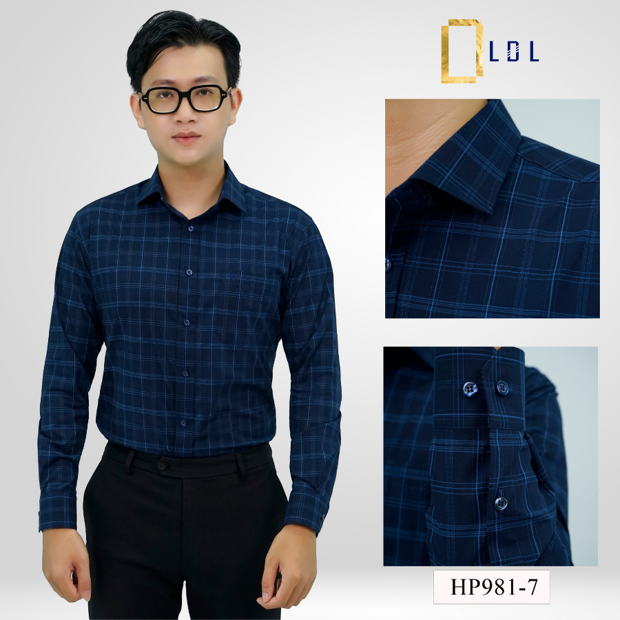 Áo Sơ Mi Sọc Cotton Dài Tay Có Túi Ngực Mêm Mịn , Thấm Hút Mồ Hôi, Hạn Chế Nhăn Nhàu, Kháng Khuẩn, Thương Hiệu LDL