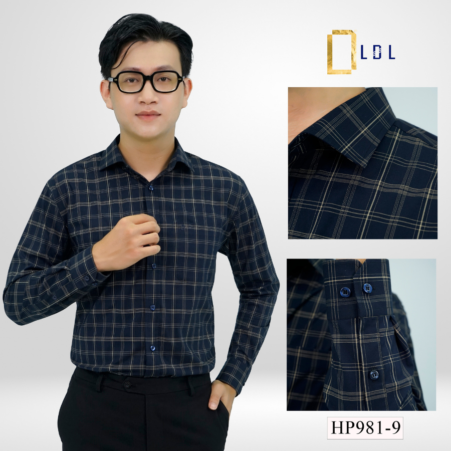 Áo Sơ Mi Sọc Cotton Dài Tay Có Túi Ngực Mêm Mịn , Thấm Hút Mồ Hôi, Hạn Chế Nhăn Nhàu, Kháng Khuẩn, Thương Hiệu LDL