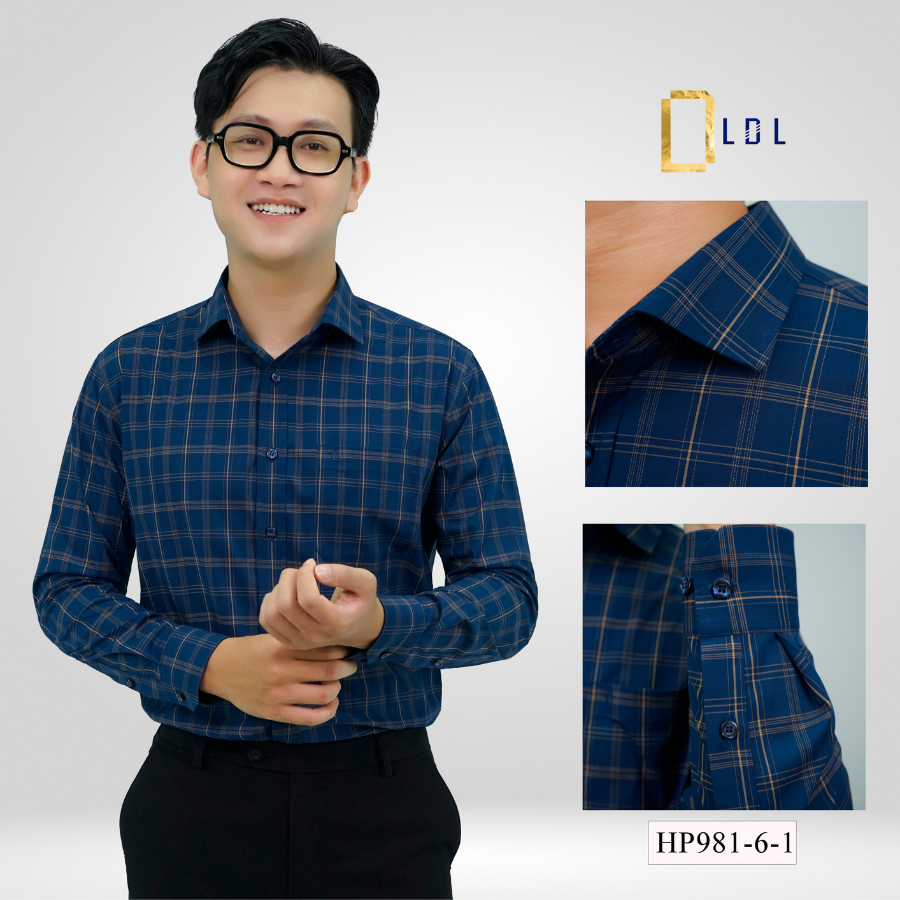 Áo Sơ Mi Sọc Cotton Dài Tay Có Túi Ngực Mêm Mịn , Thấm Hút Mồ Hôi, Hạn Chế Nhăn Nhàu, Kháng Khuẩn, Thương Hiệu LDL