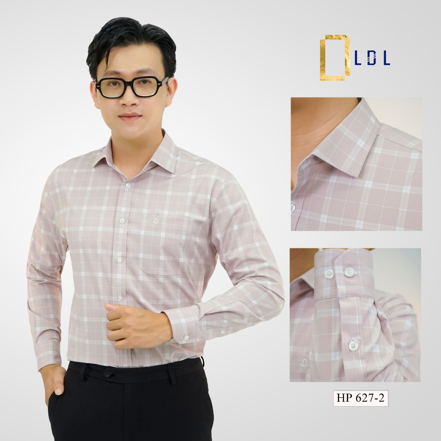 Áo Sơ Mi Sọc Cotton Dài Tay Có Túi Ngực Mêm Mịn , Thấm Hút Mồ Hôi, Hạn Chế Nhăn Nhàu, Kháng Khuẩn, Thương Hiệu LDL
