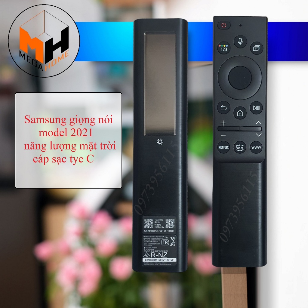 Điều khiển dùng cho tivi samsung giọng nói năng lượng mặt trời & pin. Remote tivi samsung năng lượng mặt trời