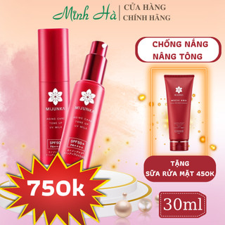 Kem chống nắng mijunka aging care toneup uv milk spf50+/pa++++ 30ml giúp nâng tông, bảo vệ da