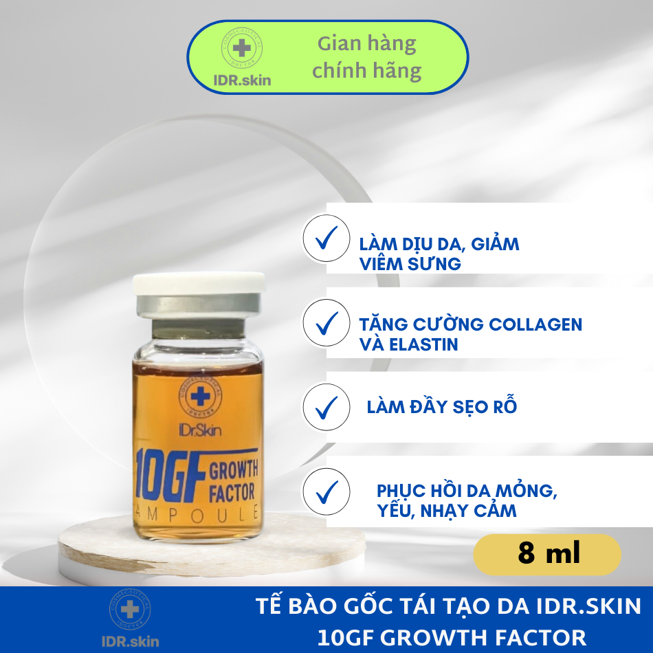 Tế Bào Gốc tái tạo da IDr.Skin 10GF Growth Factor tăng sinh tế bào giúp da căng bóng 10 lọ*8ml