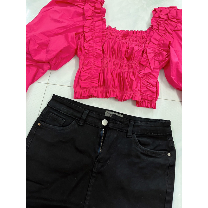 Set váy áo T&D váy denim co dãn