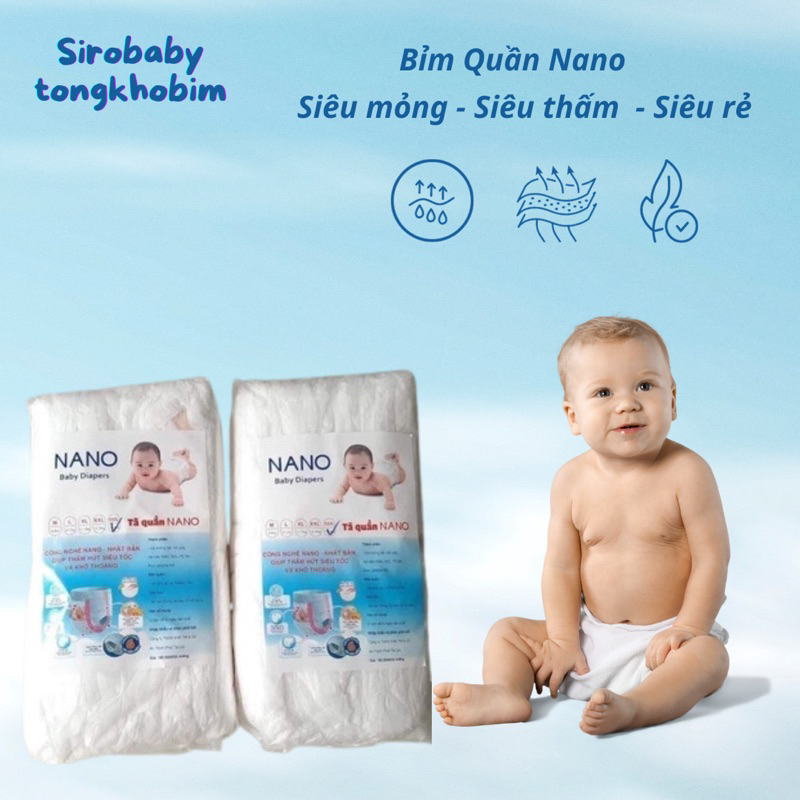 Tã quần bỉm quần xuất nhật NaNo Baby 100 miếng, tã bỉm đủ size 100 S 100M, 100L, 100XL, 100XXL, 100X