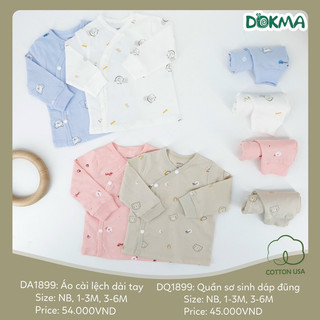  Bộ Sơ Sinh Dài Tay DOKMA Chất Liệu Cotton Co Dãn Mềm Mịn Họa Tiết Đáng Yêu Cho Bé Trai Và Bé Gái 
