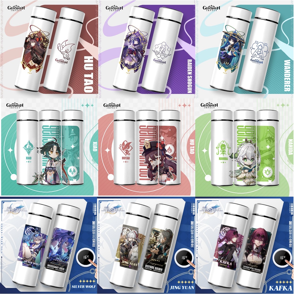Bình nước giữ nhiệt Genshin Impact ( wanderer ayaka hutao venti zhongli kazuha lôi thần nahida )