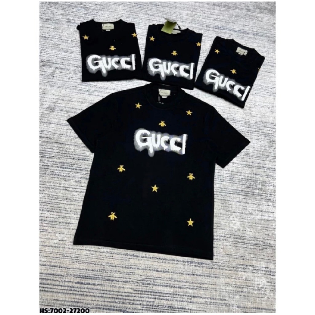 Áo Phông Gucci Thêu Hình Con Ong Cao Cấp - Áo Thun Nam Nữ Gucci Thêu Ong Chất Cotton Co Giãn 4 Chiều Hottrend 2023