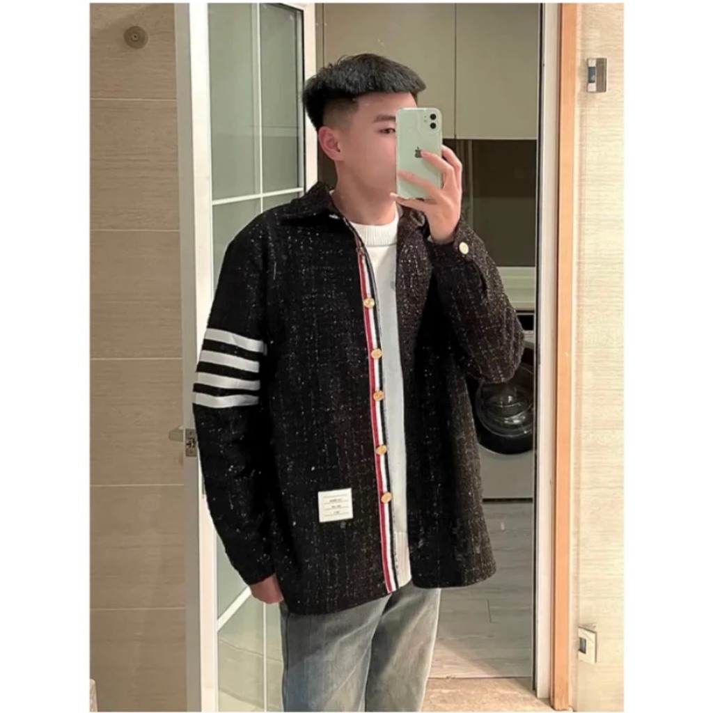 Áo Khoác Bomber Thome Nam Nữ Kim Tuyến Chất Dạ Hàng 2 Lớp Cao Cấp - Bomber Thome Kim Tuyến Hàng Chuẩn Form