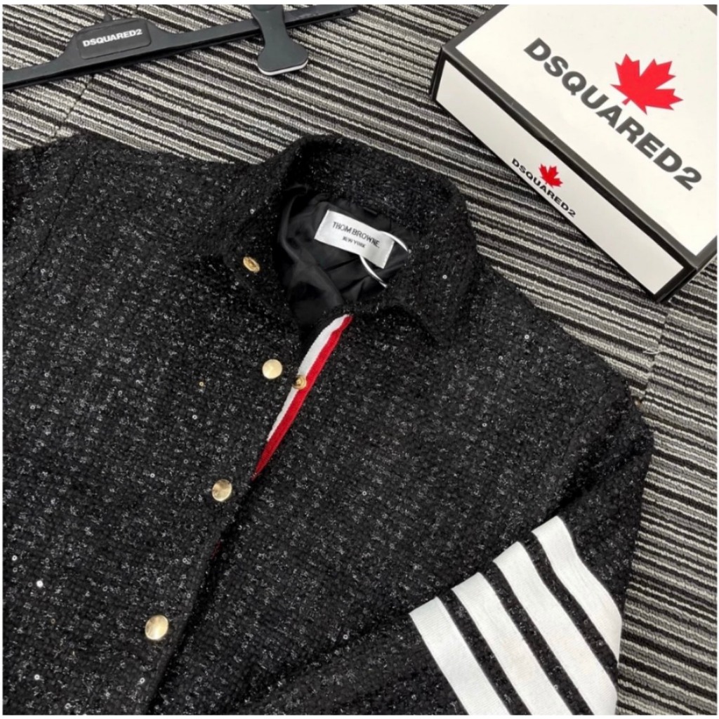 Áo Khoác Bomber Thome Nam Nữ Kim Tuyến Chất Dạ Hàng 2 Lớp Cao Cấp - Bomber Thome Kim Tuyến Hàng Chuẩn Form