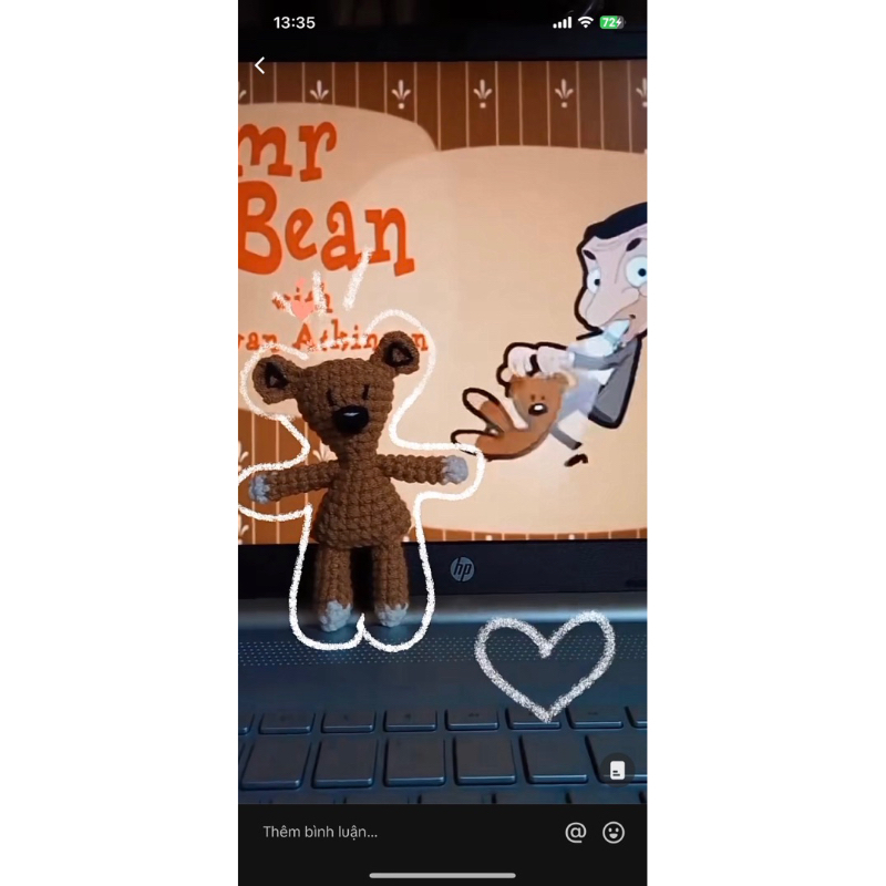 GẤU TEDDY MR.BEAN BẰNG LEN MỀM MỊN CÓ SIZE NHỎ LÀM MÓC KHOÁ SIÊU ĐÁNG YÊU