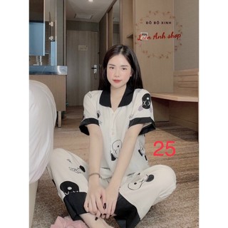 Bộ đồ ngủ áo cộc quần dài gấu trắng