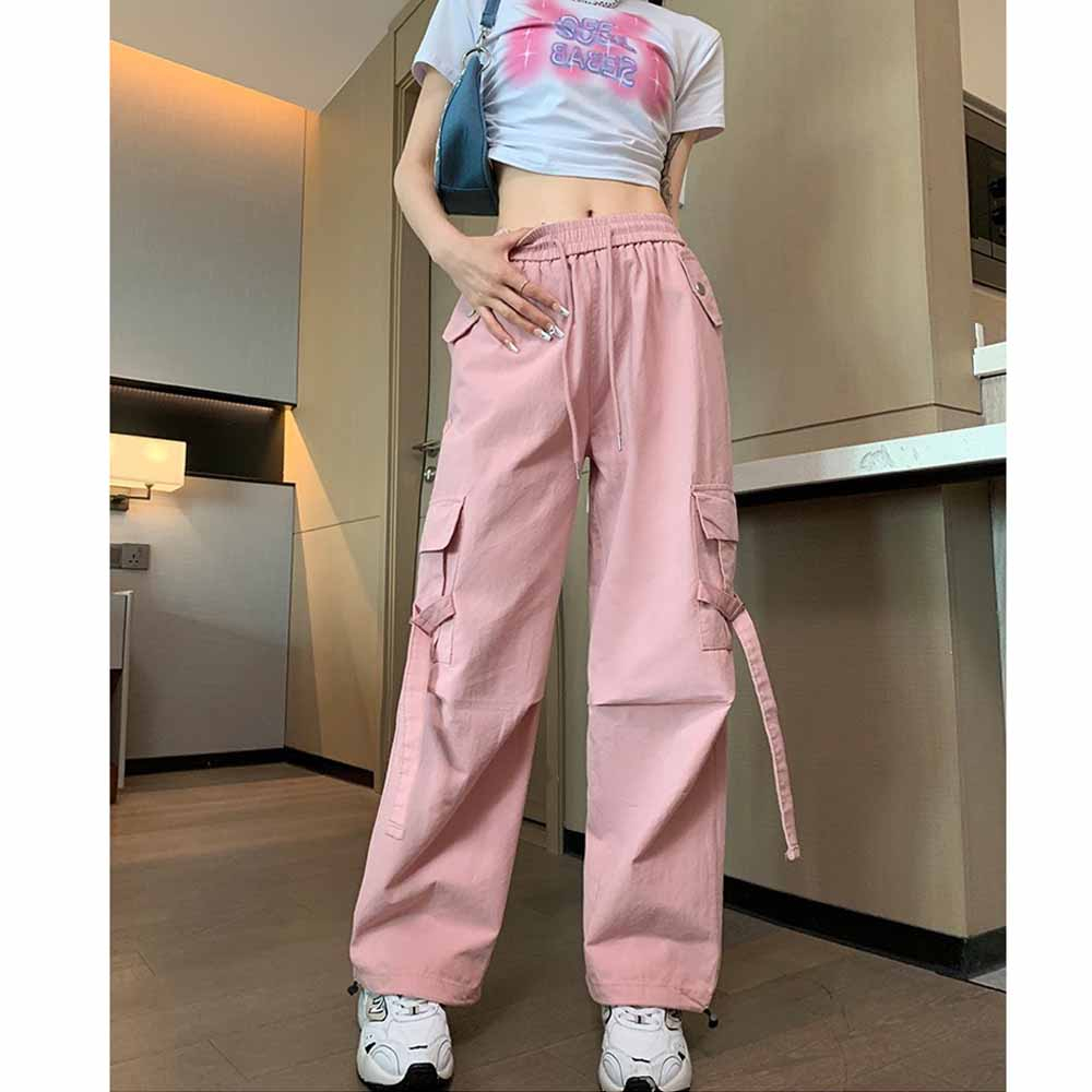 Quần ống rộng kaki 4 túi - Quần hộp cargo pants unisex nam nữ 3 màu trắng, đen, xám, hồng siêu hot