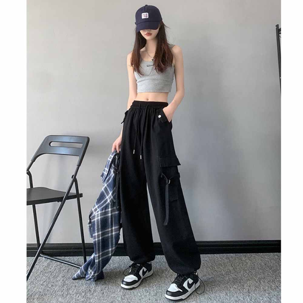 Quần ống rộng kaki 4 túi - Quần hộp cargo pants unisex nam nữ 3 màu trắng, đen, xám, hồng siêu hot