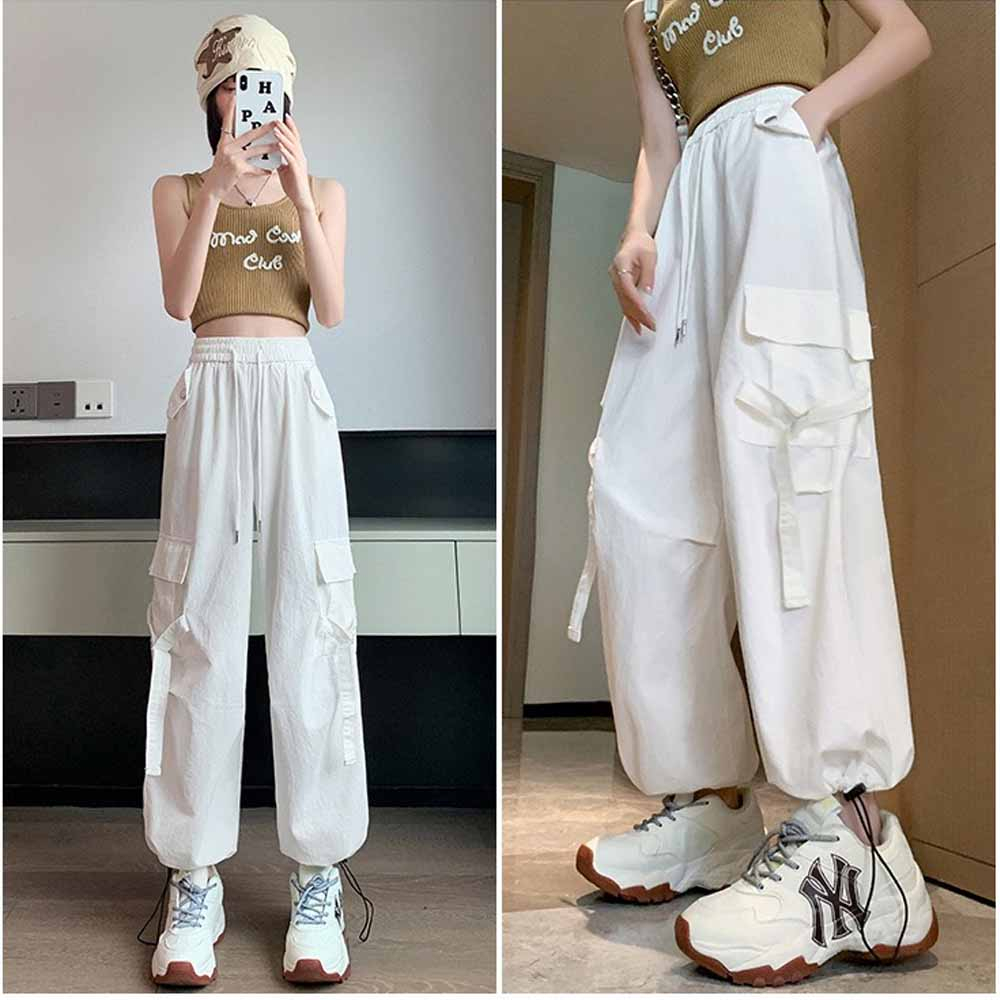 Quần ống rộng kaki 4 túi - Quần hộp cargo pants unisex nam nữ 3 màu trắng, đen, xám, hồng siêu hot