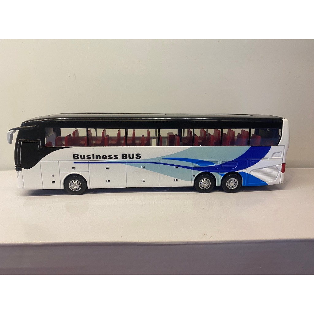 Mô hình tĩnh đồ chơi xe ô tô buýt chở khách Business Bus tỷ lệ 1:32 bằng hợp kim cao cấp mở được cửa, cốp và có đèn led
