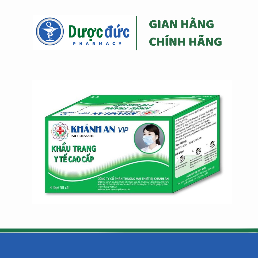 Khẩu Trang Y Tế 4 Lớp Kháng Khuẩn Cao Cấp Hộp 50 Cái Khánh An