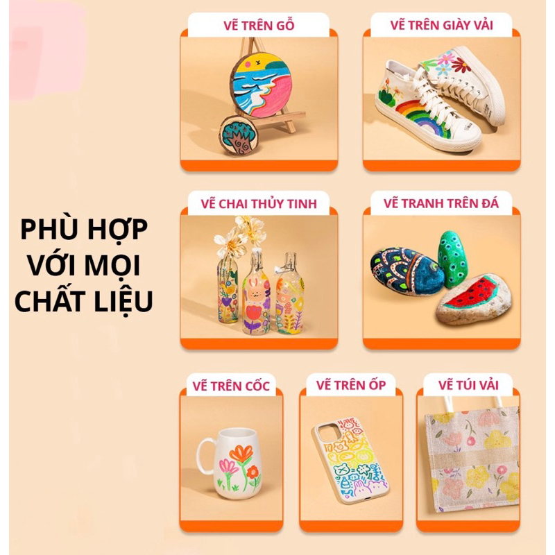 Bút Sơn Acrylic Marker cao cấp Rui 24 màu