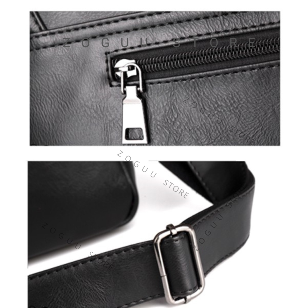 Túi đeo chéo da nam cao cấp, túi chéo nam đẹp nhiều ngăn, có 7 ngăn hình hộp đơn giản cho nam DNF301