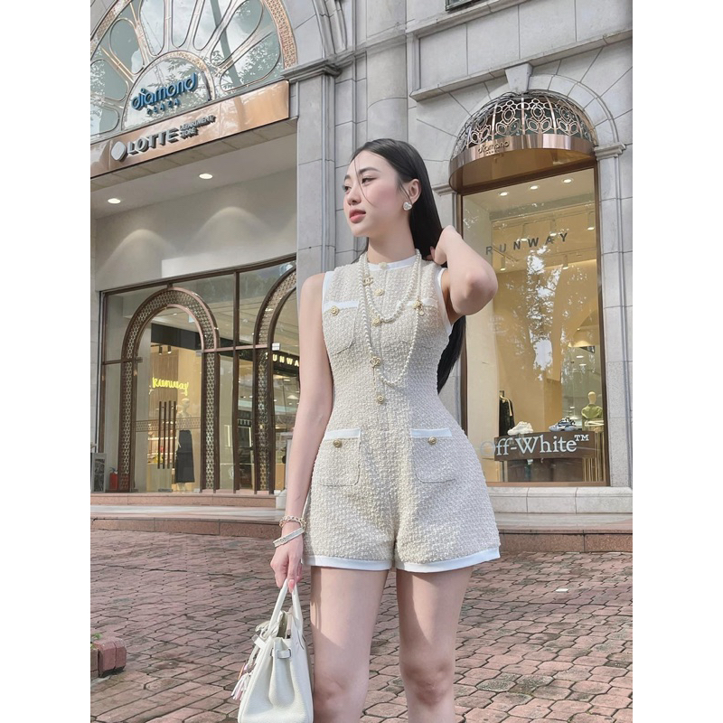 👚JUMPSUIT NÚT VIỀN TRẮNG