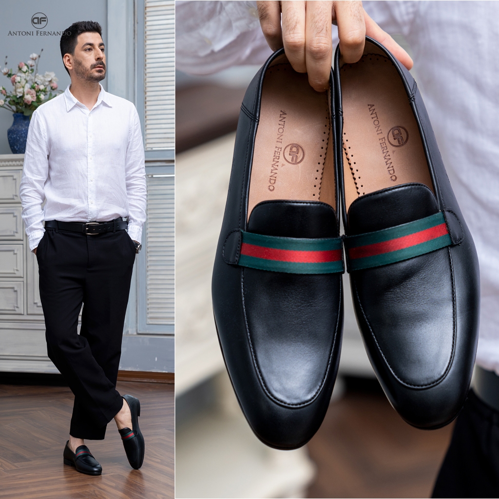 Giày Công Sở Loafer Nam Da Bò Ý Đế Da Handmade  Antoni Fernando AF30913