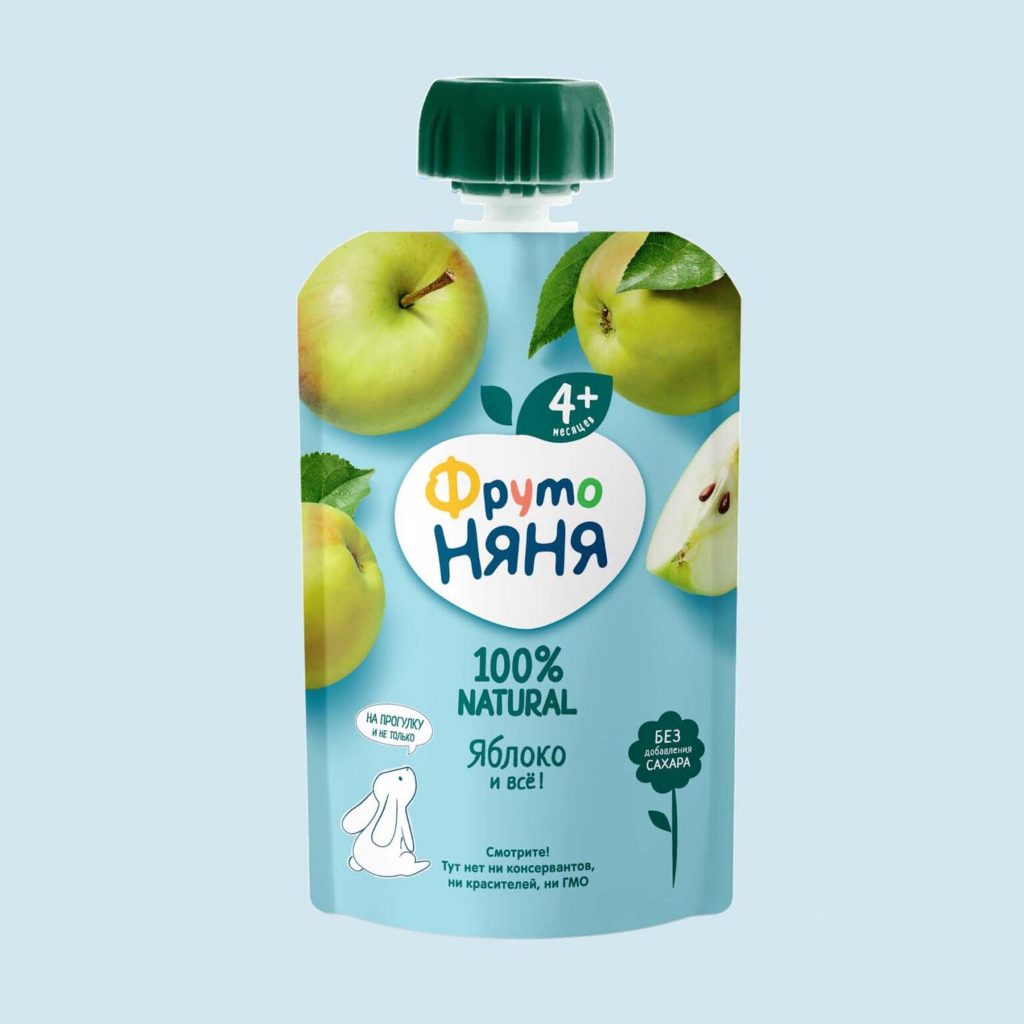 Trái Cây Nghiền FRUTO Nga Túi 90g - Hoa Quả Nghiền FRUTONANNY Cho Bé Ăn Dặm Từ 6M+