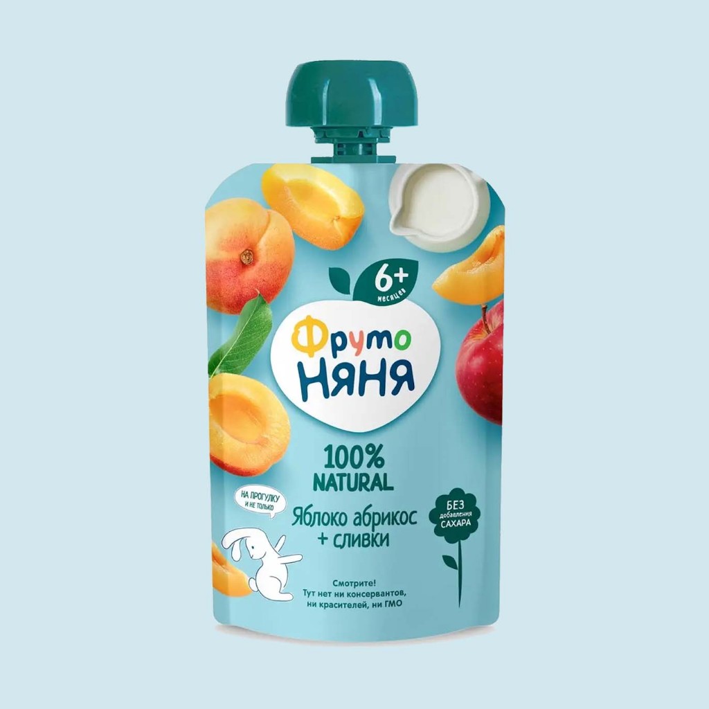 Trái Cây Nghiền FRUTO Nga Túi 90g - Hoa Quả Nghiền FRUTONANNY Cho Bé Ăn Dặm Từ 6M+