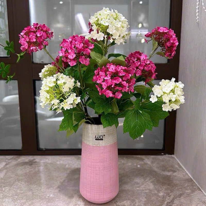 Hoa giả - hoa Tú cầu giả cành 3 bông dài 70cm