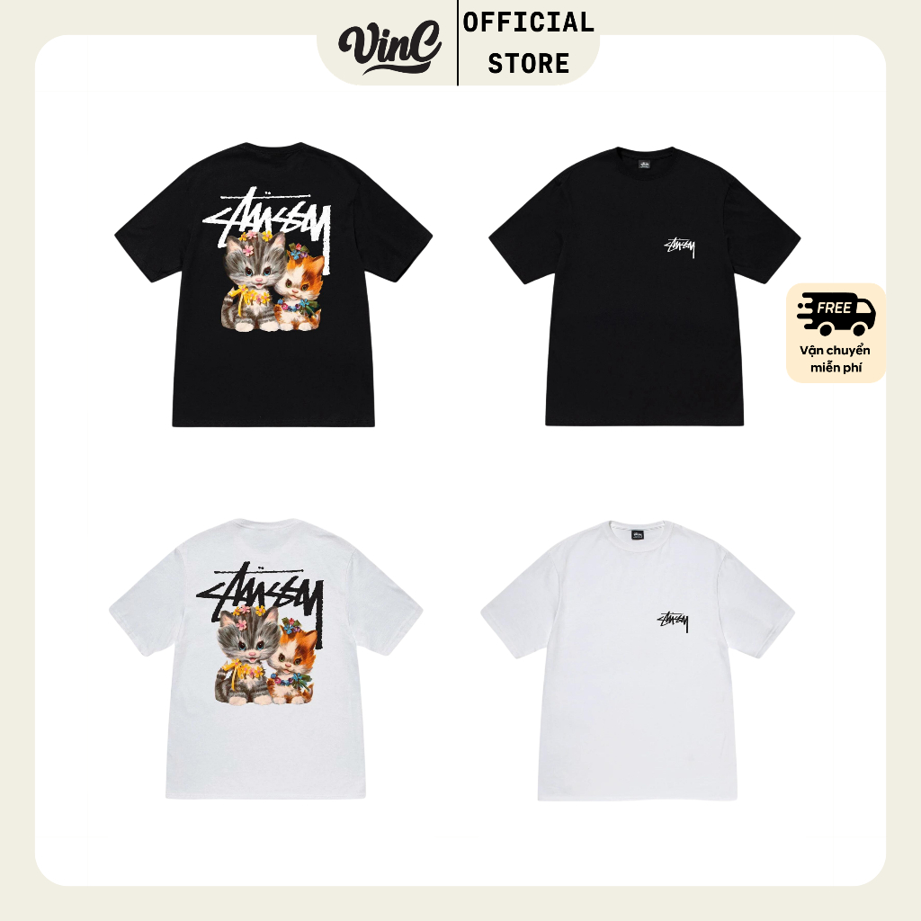 Áo thun Stussy Kittens nam nữ unisex  - CÓ SẴN
