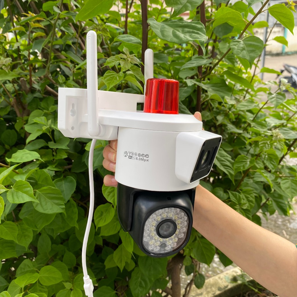 Camera Yoosee ngoài trời Q42-DS BÁO ĐỘNG 2 MẮT siêu sắc nét - 6.0MPX tích hợp còi hú