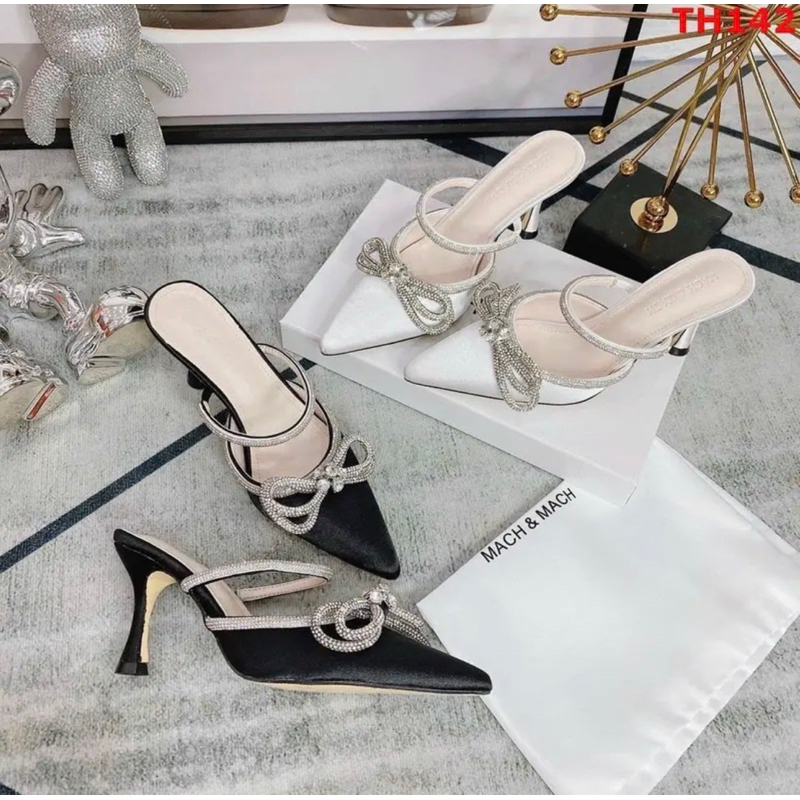 Sục nơ đá gót 7cm mũi nhọn