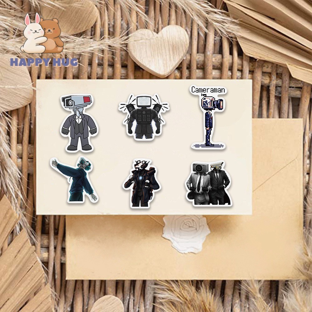 Bộ 5-50 Sticker Skibidi Toilet Cameraman TV Man Titan Speakerman, miếng dán trang trí hoạt hình dễ thương - HAPPY HUG