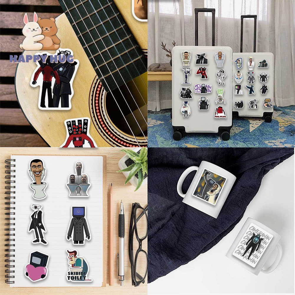 Bộ 5-50 Sticker Skibidi Toilet Cameraman TV Man Titan Speakerman, miếng dán trang trí hoạt hình dễ thương - HAPPY HUG