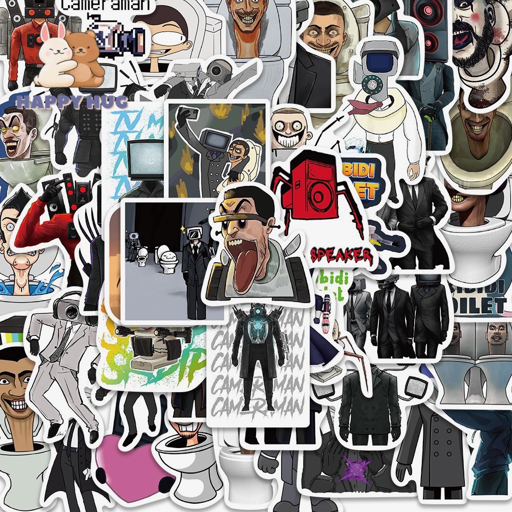 Bộ 5-50 Sticker Skibidi Toilet Cameraman TV Man Titan Speakerman, miếng dán trang trí hoạt hình dễ thương - HAPPY HUG