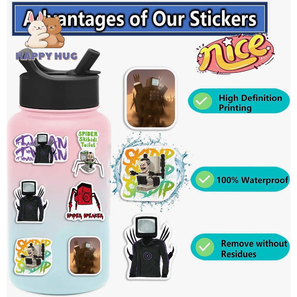 Bộ 5-50 Sticker Skibidi Toilet Cameraman TV Man Titan Speakerman, miếng dán trang trí hoạt hình dễ thương - HAPPY HUG