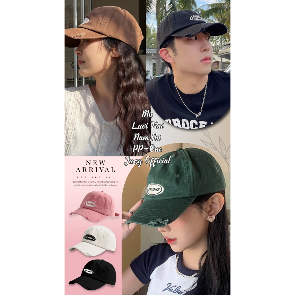 Mũ Lưỡi Trai Nam Nữ Thêu Chữ PP ONE Jussy Official Nón Kết Rách Form Mềm Chất Vải Cotton Thoáng Mát Phong Cách Hàn Quốc