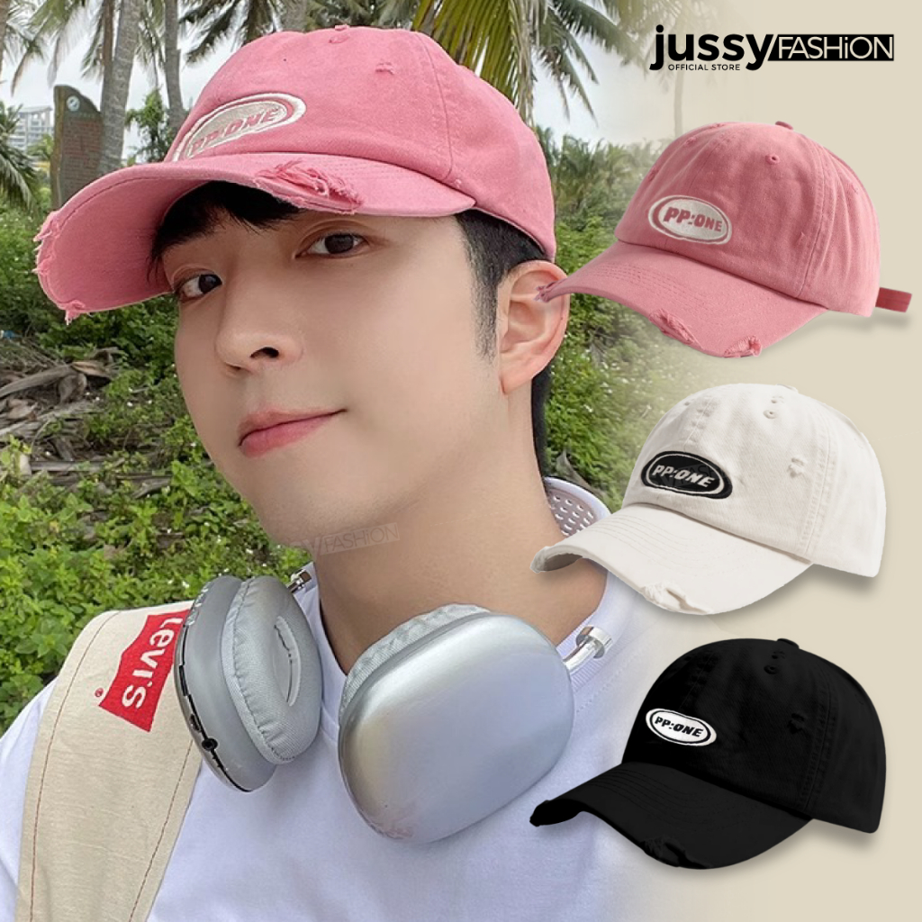 Mũ Lưỡi Trai Nam Nữ Thêu Chữ PP ONE Jussy Official Nón Kết Rách Form Mềm Chất Vải Cotton Thoáng Mát Phong Cách Hàn Quốc