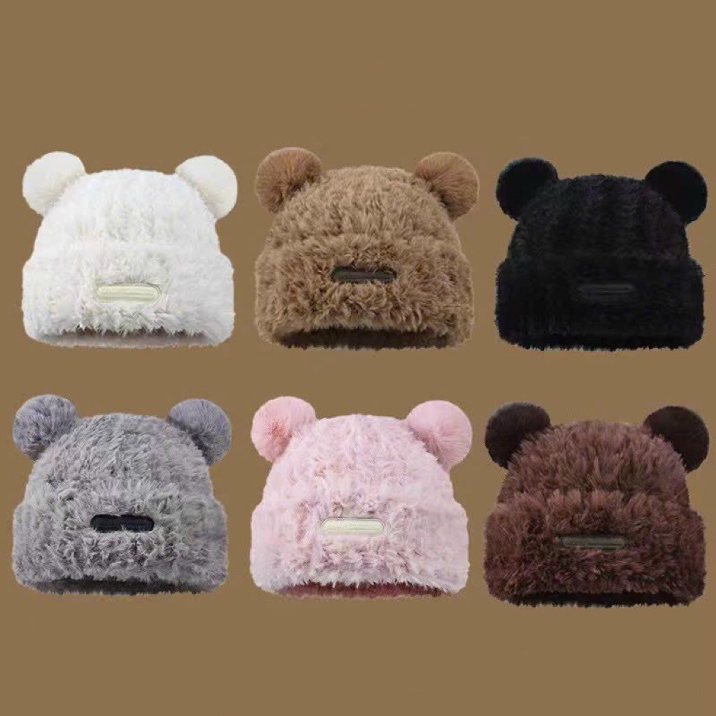 Mũ Bucket bóng chày Mickey bông nón tai bèo lông thỏ mềm mịn ấm áp dễ thương